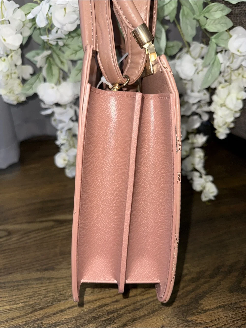 CROSSI NY Quilted Top-Handle Satchel and Crossbody in Dusty Pink